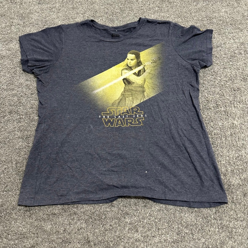Star Wars T-Shirt Womens Size XXL Blue The Last Jedi Rey Graphic Short Sleeve